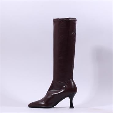 Miss Elastic Pointed High Heel Knee High - Maroon
